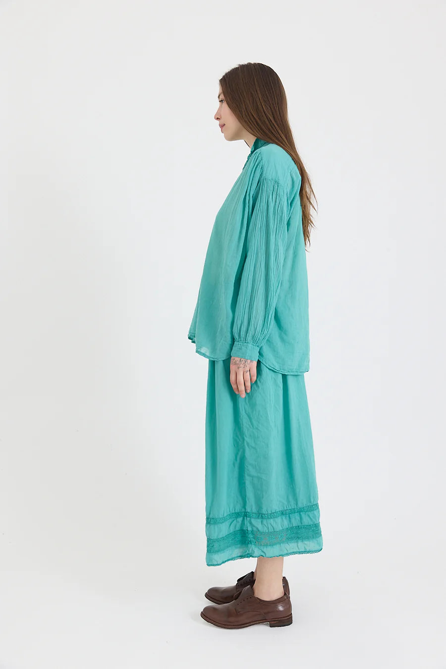 Metta Hill Shirt - Cotton Voile - Duck Egg