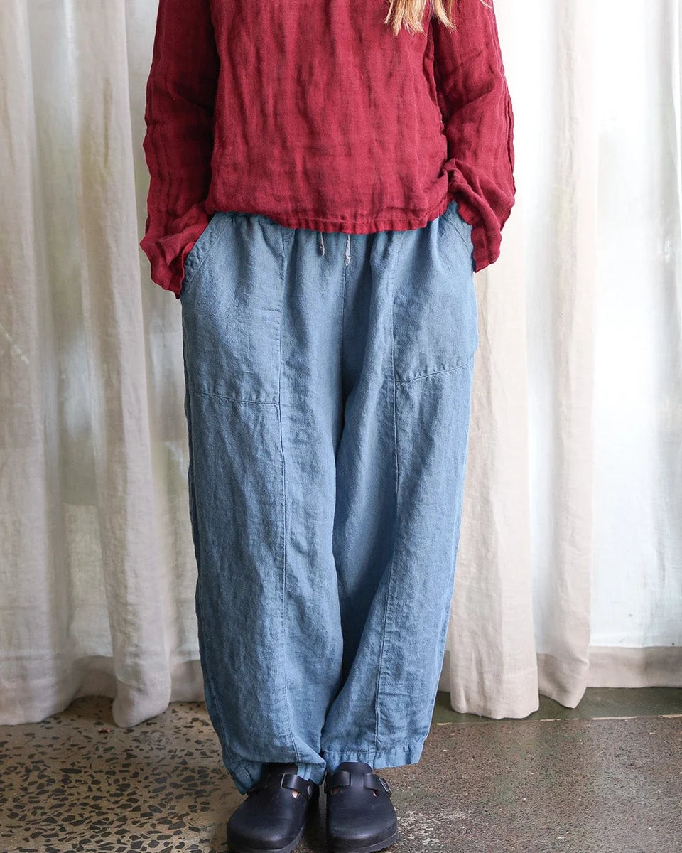 Metta Frankie Linen Pants - Washed Denim