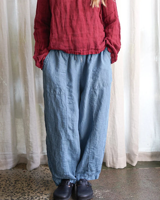 Metta Frankie Linen Pants - Washed Denim