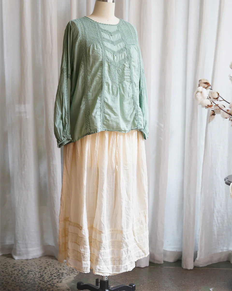 Metta Alice Blouse - Duck Egg Cotton Lace LAST ONE Size 3