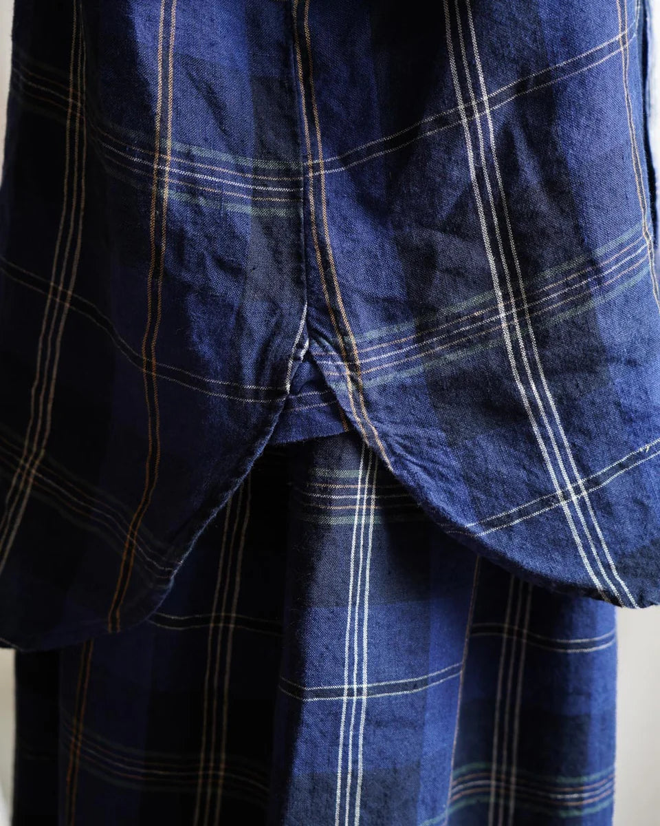 Metta Pippi Short Sleeve Blouse - Blue Tartan