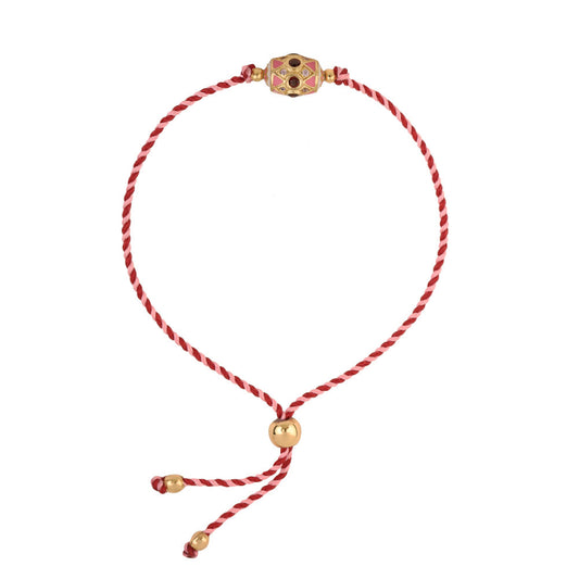 Fine French Red And Pink Thread Bracelet - 'Cien Fuegos'