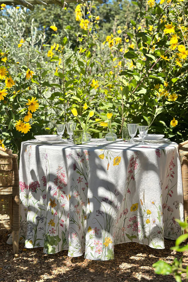 Summerill & Bishop 'Our June' Round Linen Tablecloth PRE-ORDER