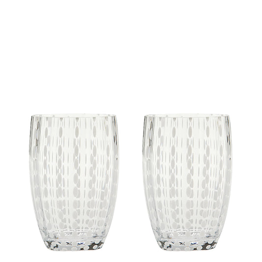 Perle Glass Tumbler Pair - Clear
