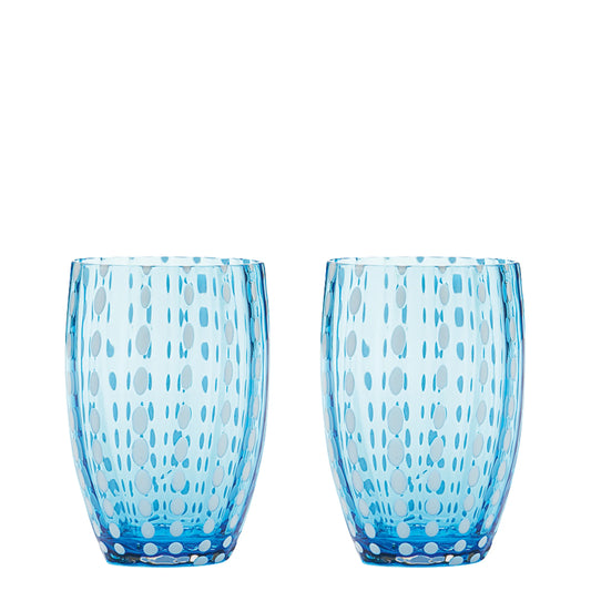 Perle Glass Tumbler Pair - Aquamarine