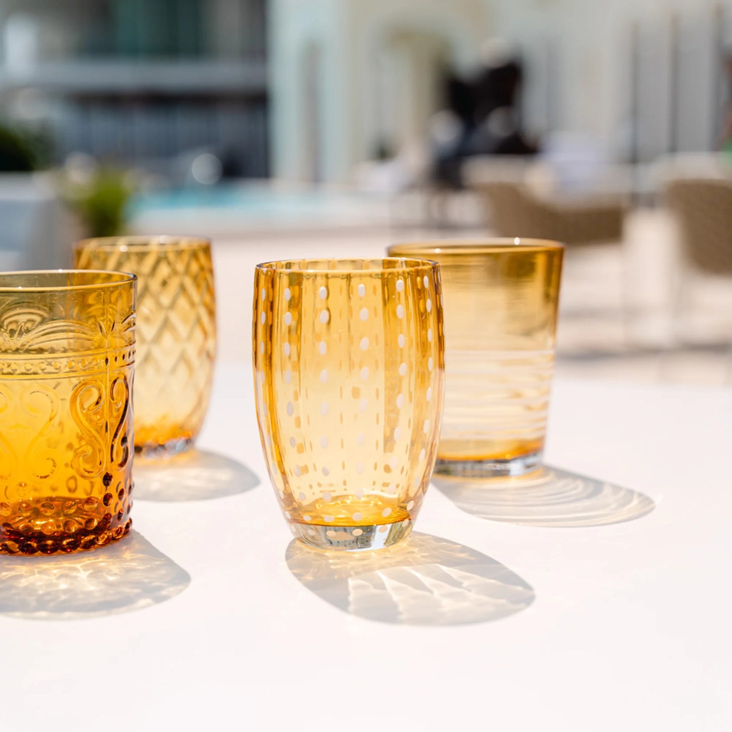 Perle Glass Tumbler Pair - Amber