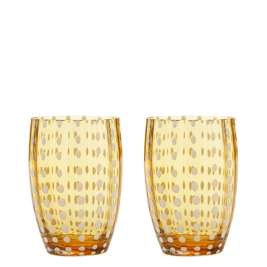 Perle Glass Tumbler Pair - Amber
