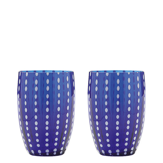 Perle Glass Tumbler Pair - Blue