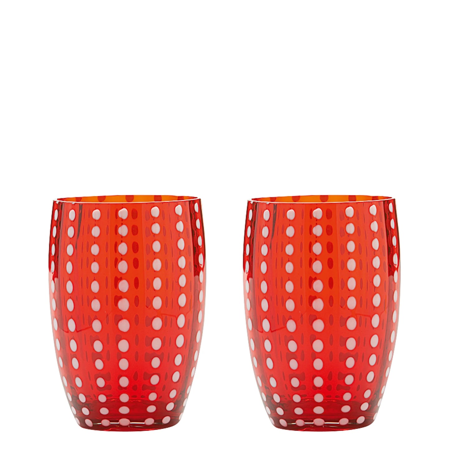 Perle Glass Tumbler Pair - Red