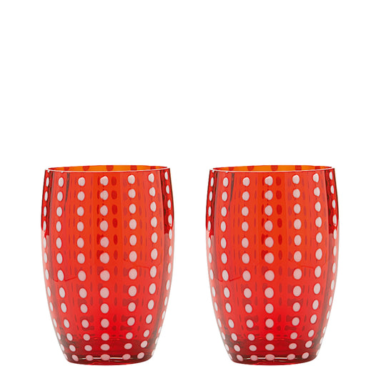Perle Glass Tumbler Pair - Red