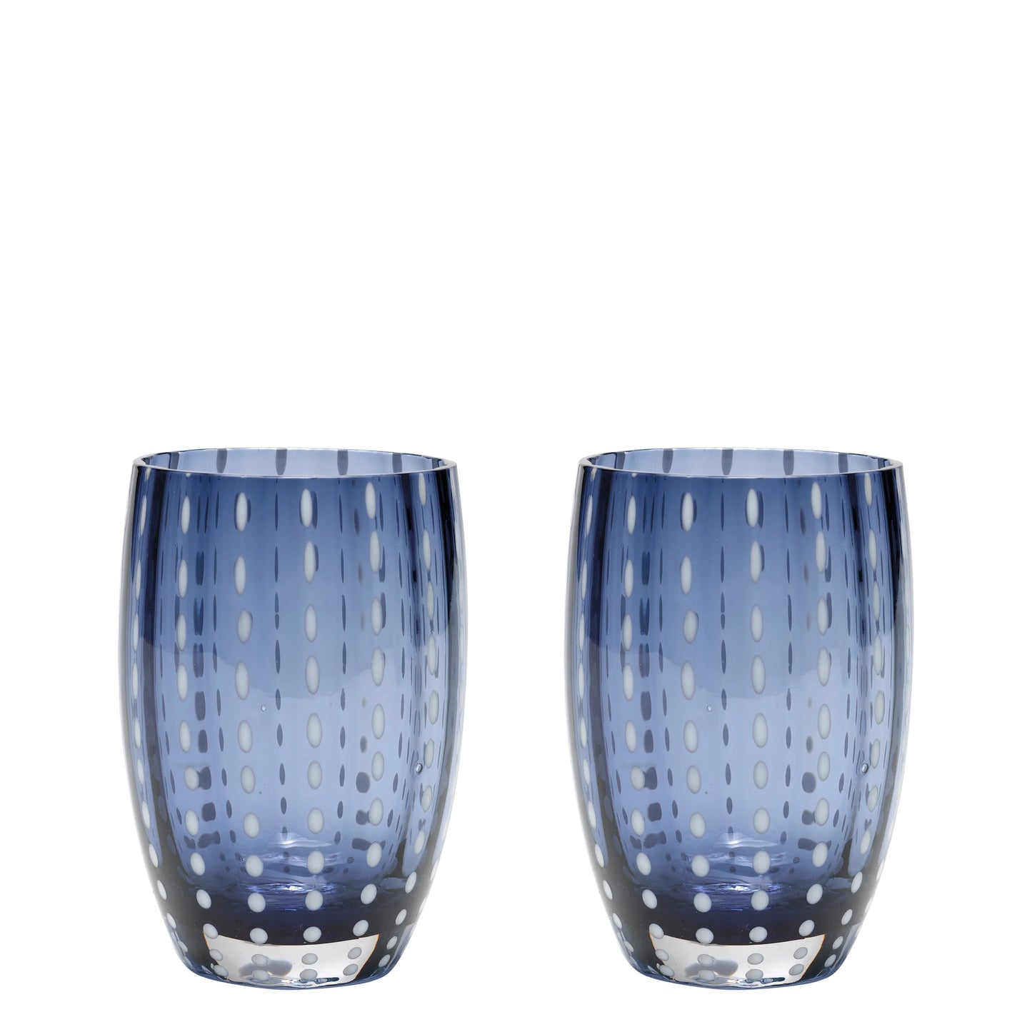 Perle Glass Tumbler Pair - Ink Blue