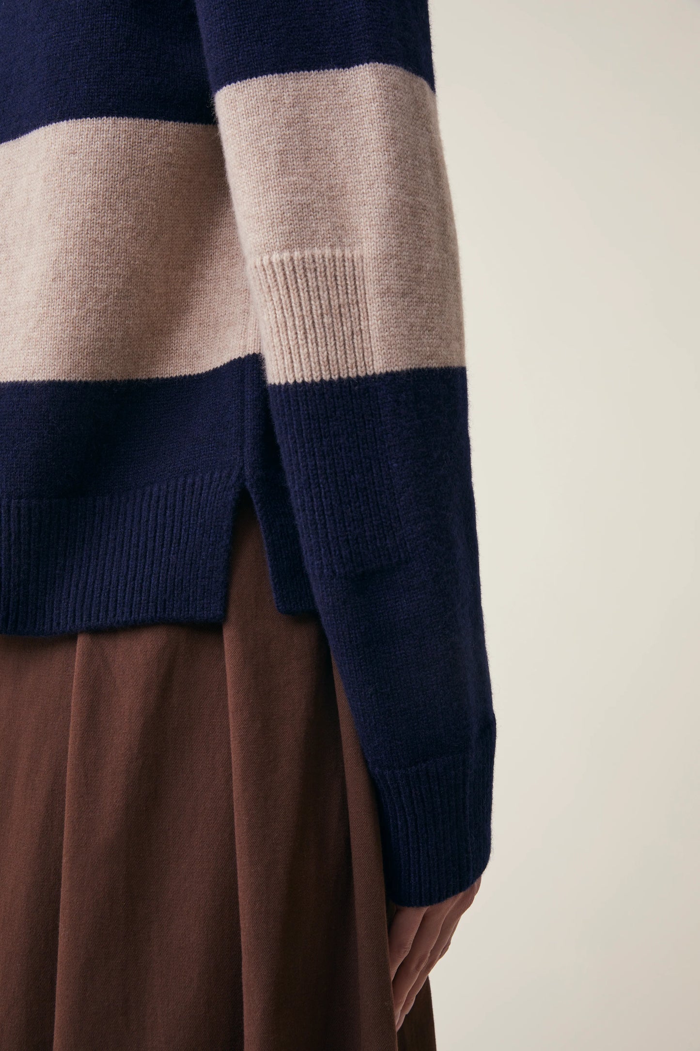Moismont Merino Sweater 'Gregor' Stripes Navy/Cord