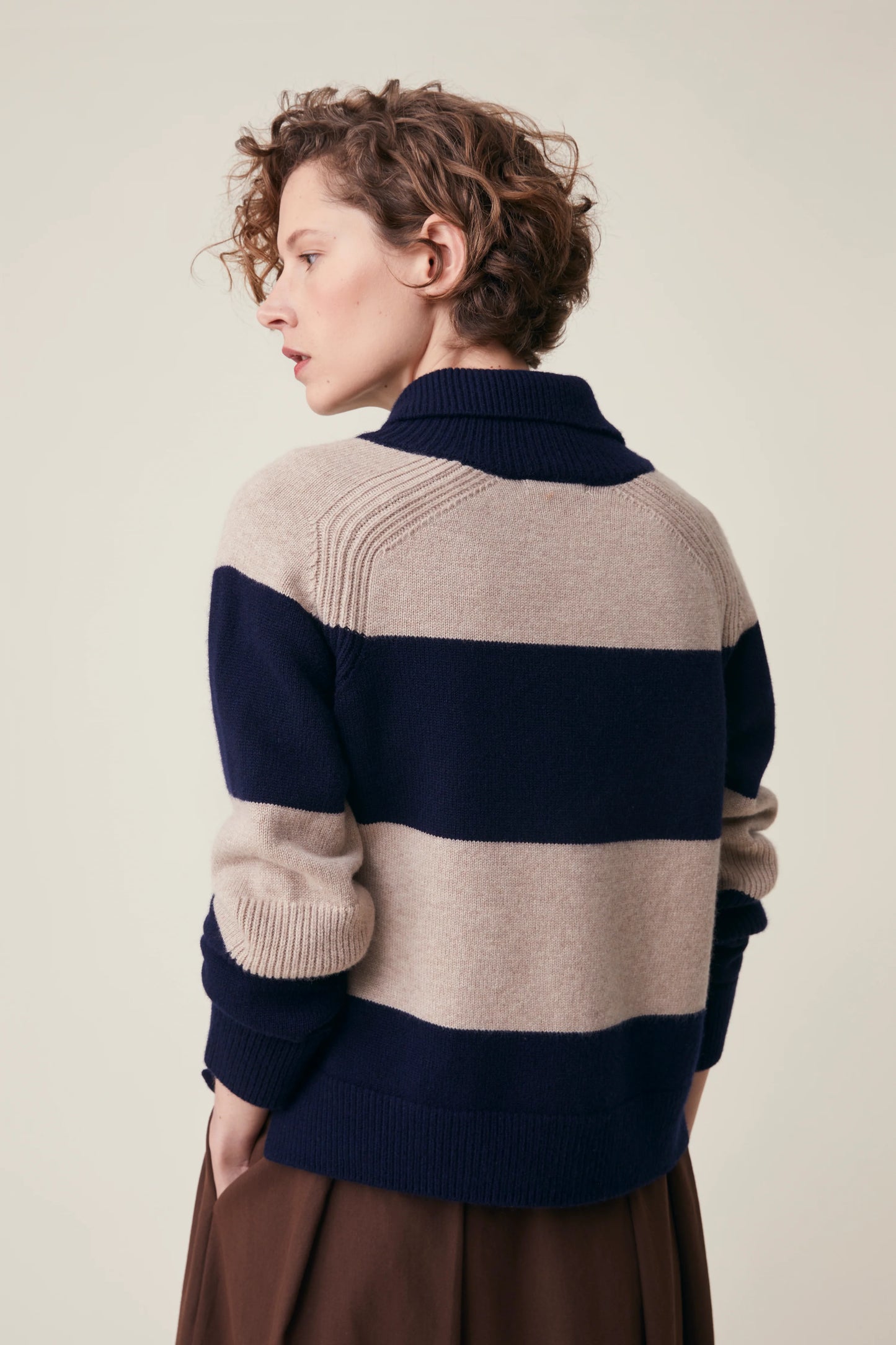 Moismont Merino Sweater 'Gregor' Stripes Navy/Cord
