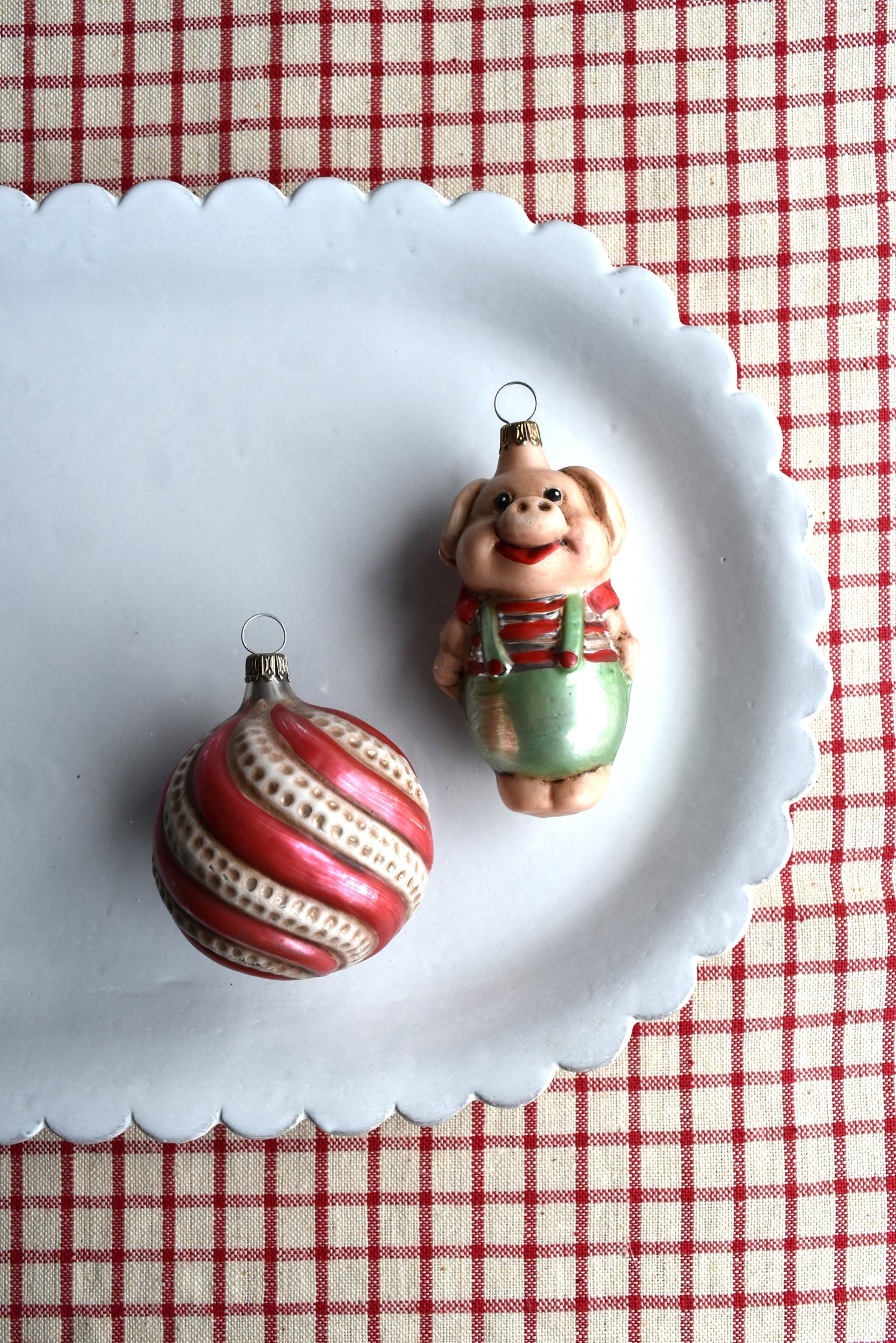 Pig in Pants & Swirl - Nostalgic German Christmas Ornaments - Set VIII