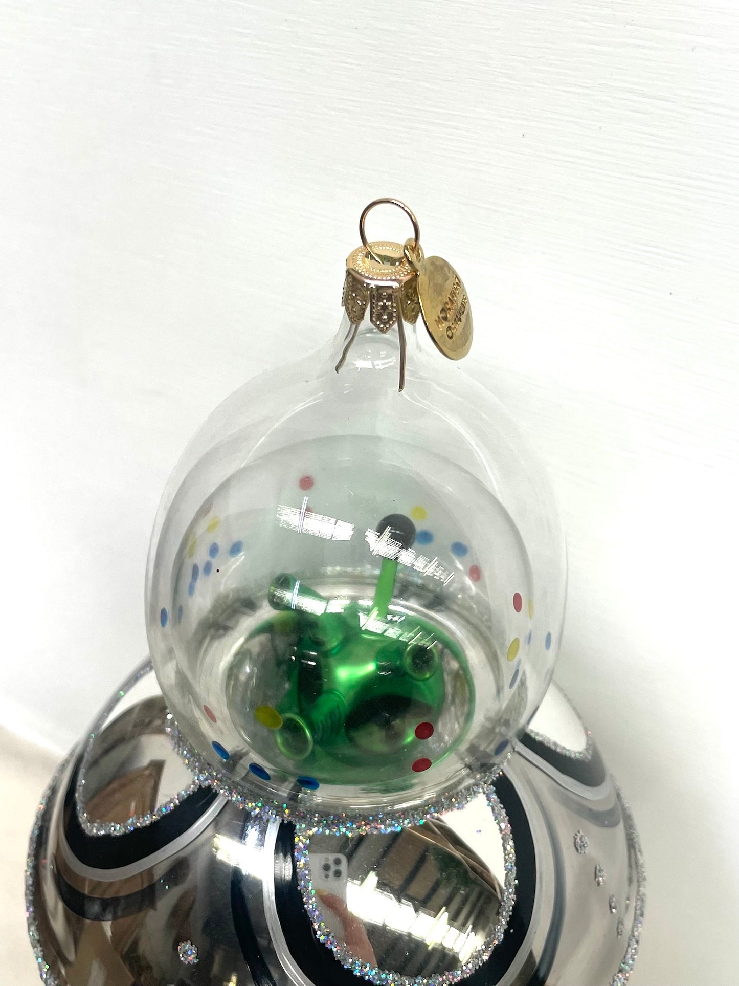 Polish Glass Christmas Ornament - Large Alien Spaceship