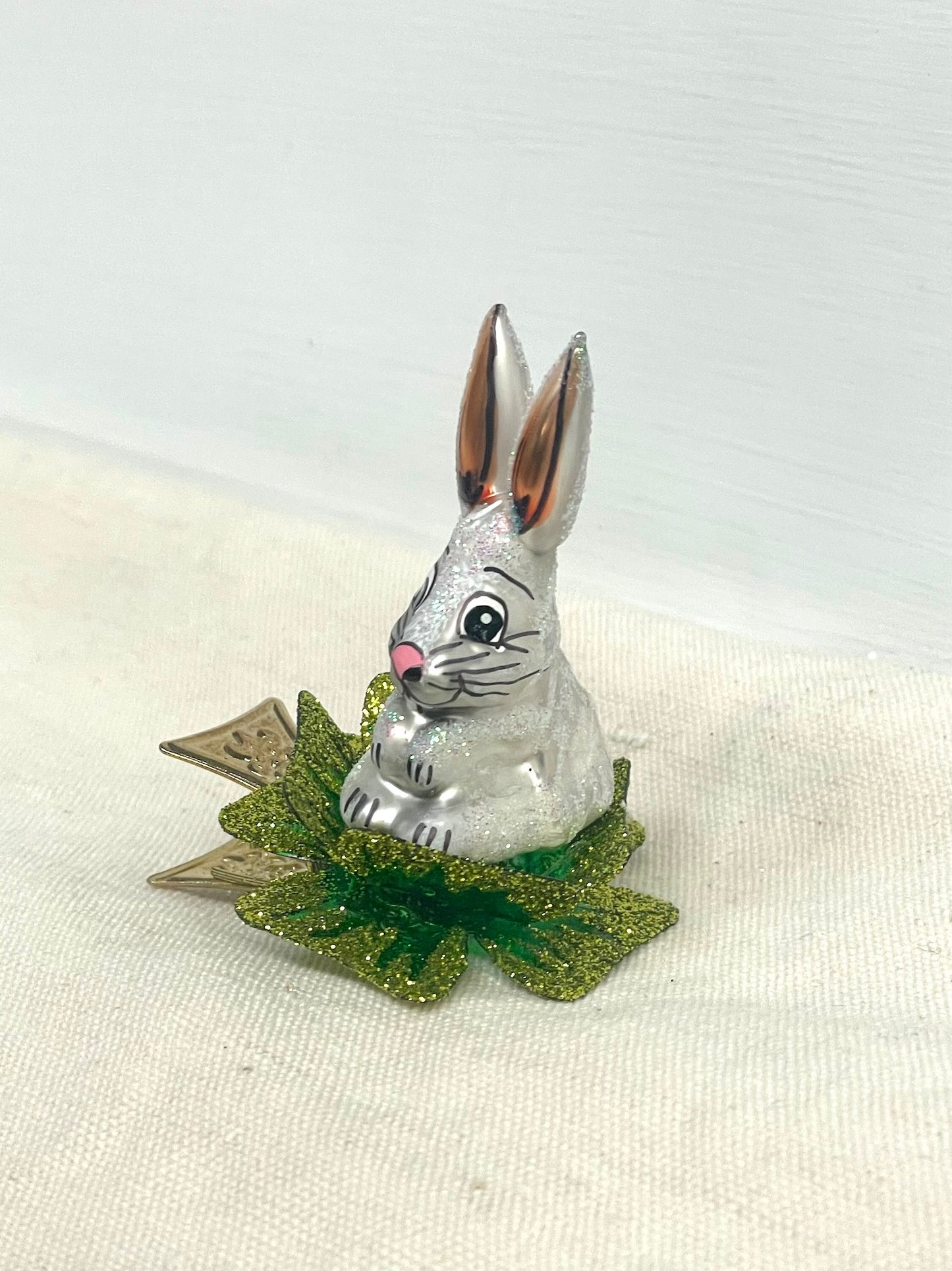 Polish Glass Ornament - Tiny Bunny in Cabbage