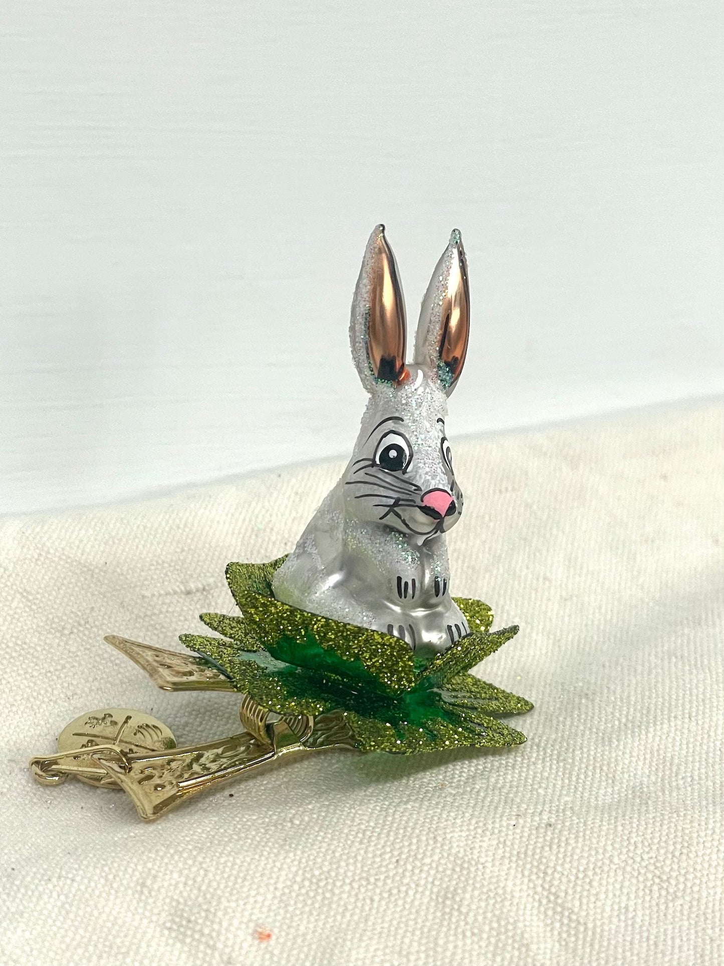 Polish Glass Ornament - Tiny Bunny in Cabbage