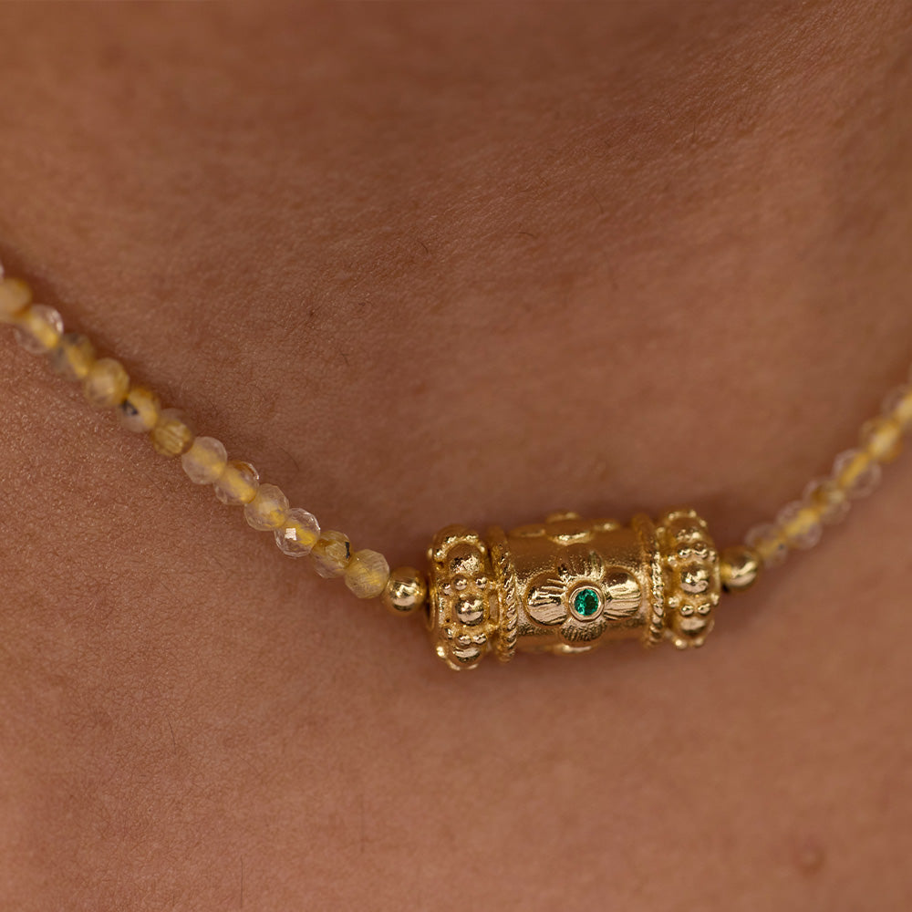Fine French Gold And Stone Short Necklace - 'Rakhi My Queen'