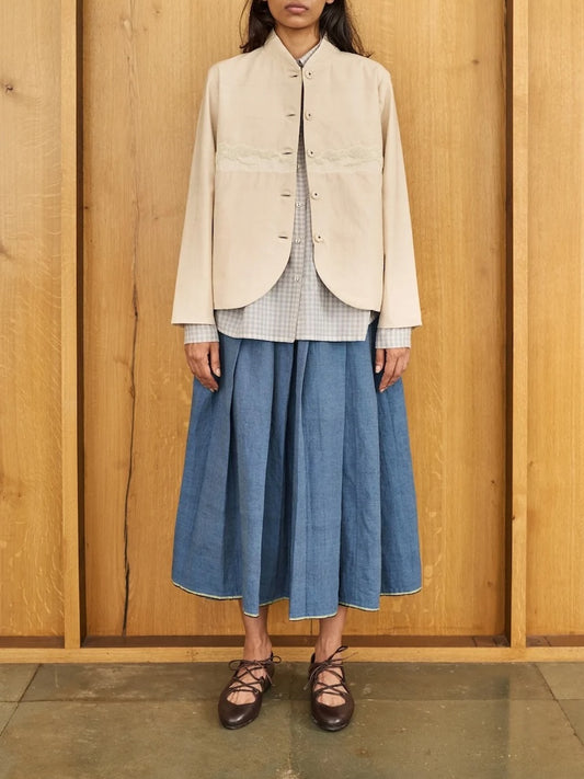Runaway Bicycle Pleated Skirt - Blue