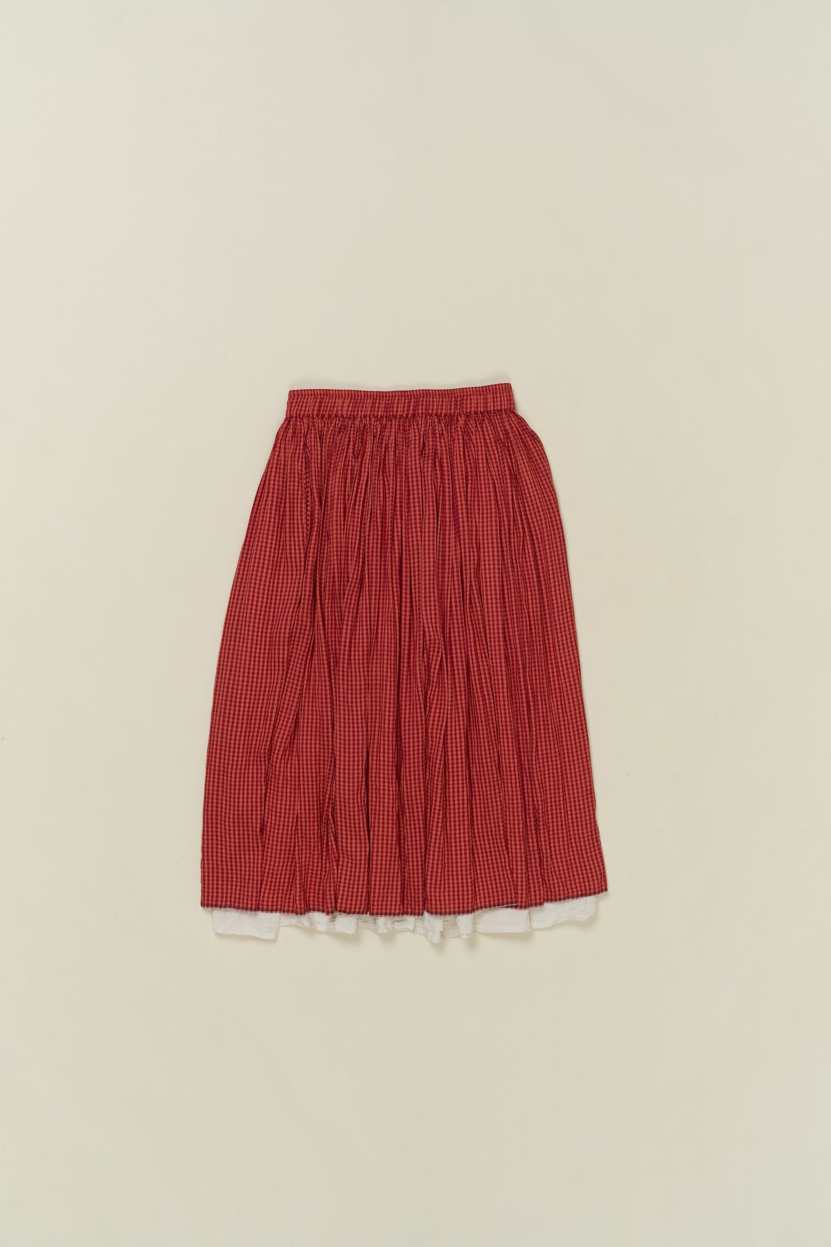 Runaway Bicycle Orange Checks Silk Skirt