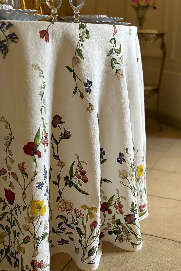 Summerill & Bishop x John Derian 'Botanical Wildflower' Round Linen Tablecloth