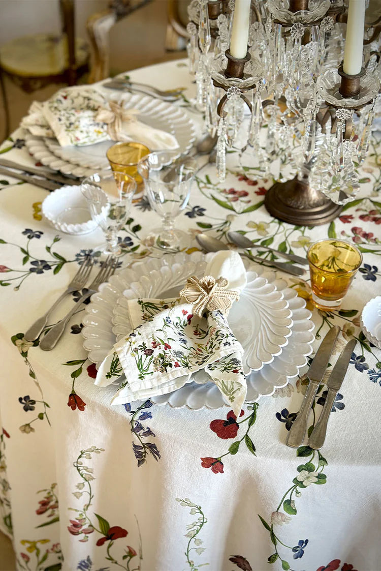 Summerill & Bishop x John Derian 'Botanical Wildflower' Round Linen Tablecloth