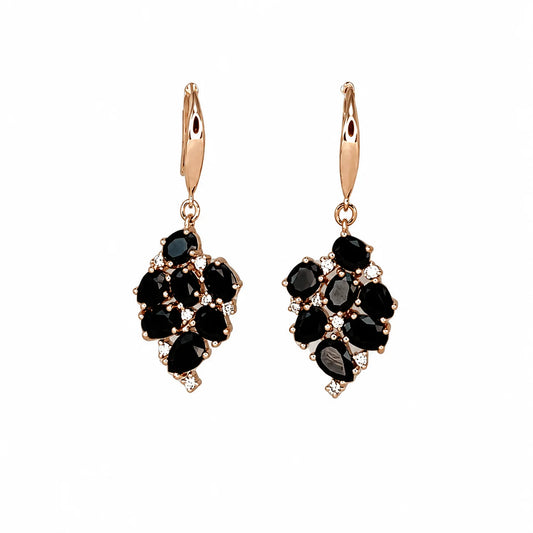 Italian Black Spinel Drop Hook Earrings