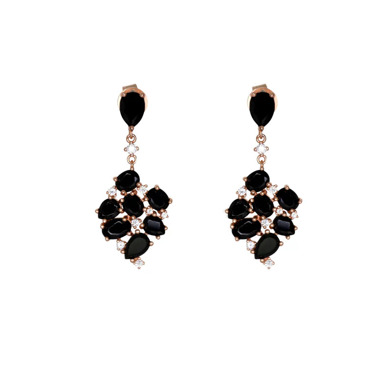 Italian Black Spinel Drop Earrings