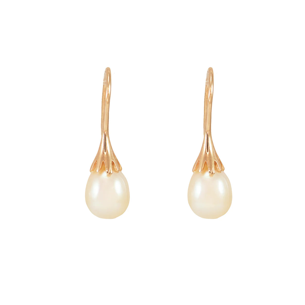 Italian White Pearl Claw Drop Earrings