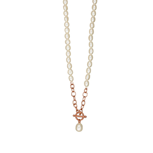 Italian Baroque Pearl Necklace With Rose Gold Clasp