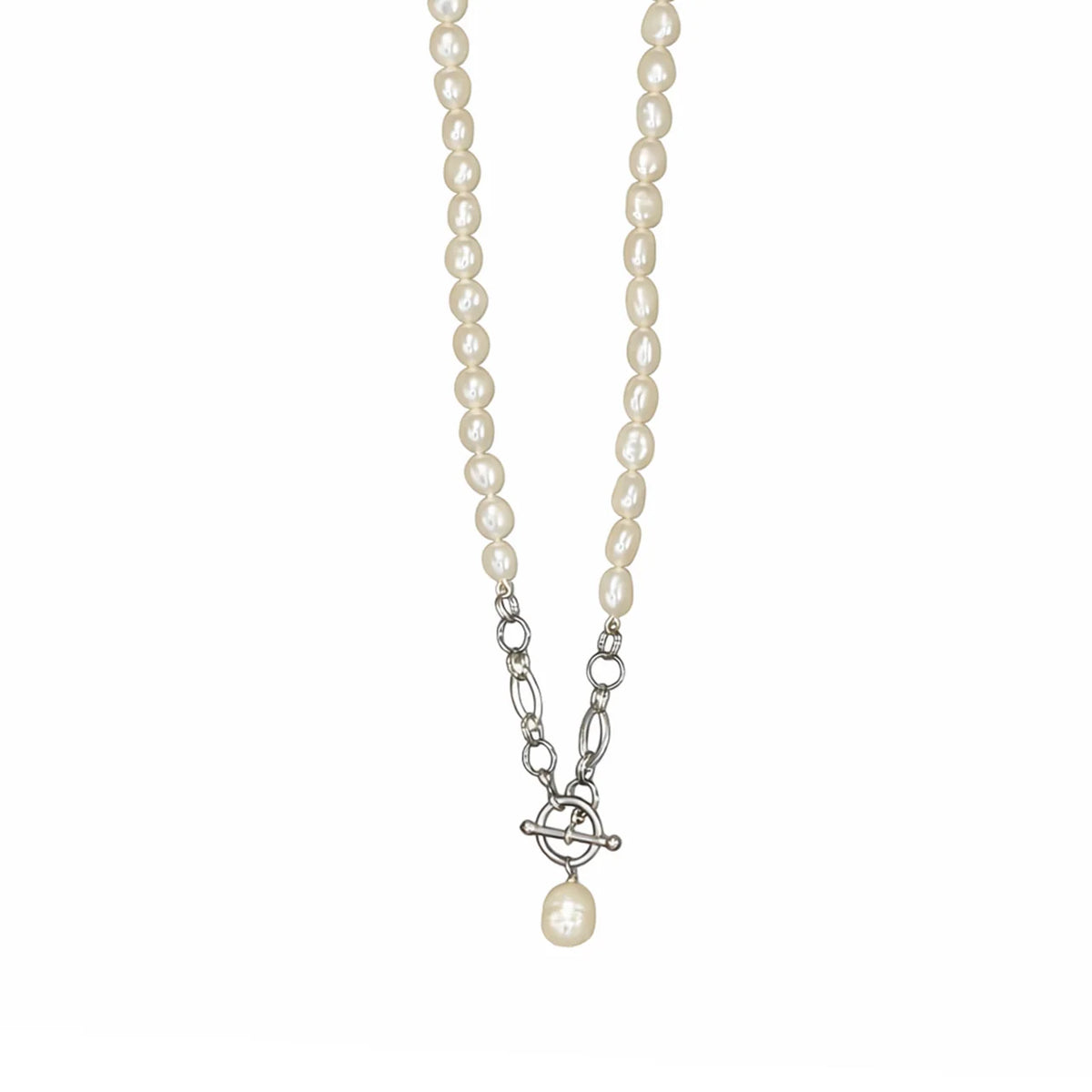 Italian Baroque Pearl Necklace With Silver Clasp Detail