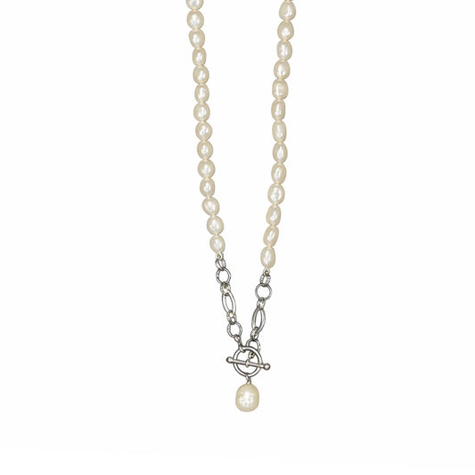 Italian Baroque Pearl Necklace With Silver Clasp Detail