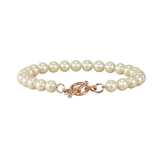Italian Rose Gold Bracelet With Small Pearls