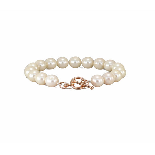 Italian Rose Gold Bracelet With Large Pearls