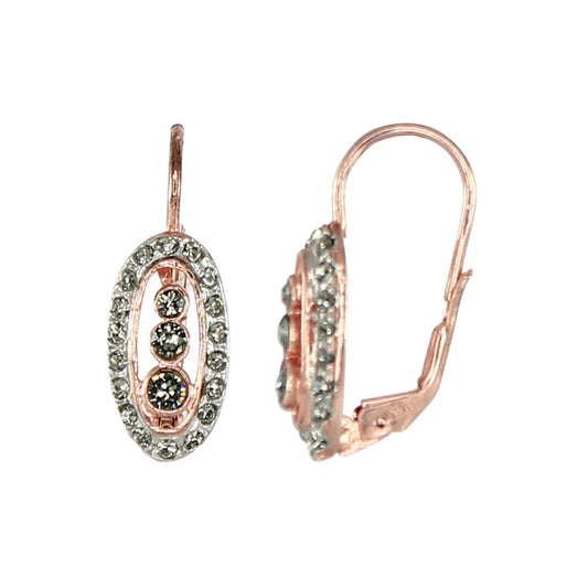 Italian Oval Three Crystal Earrings