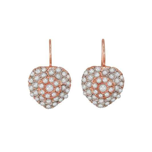 Italian Pearl Heart Drop Earrings
