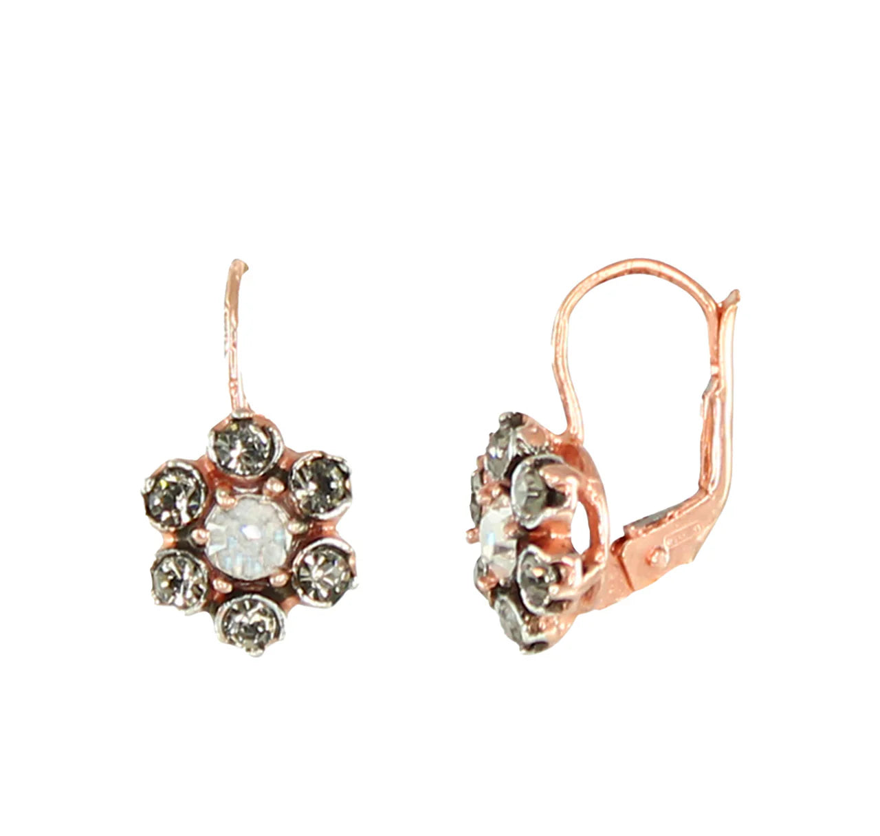 Italian Bright Crystal & Fume Daisy Earrings