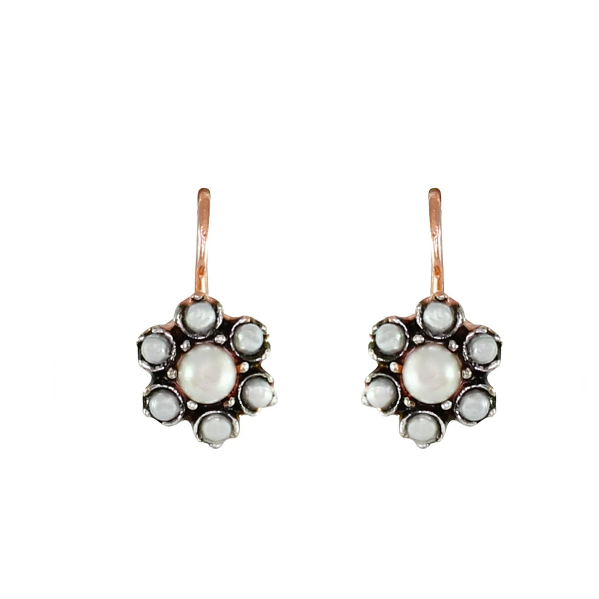 Italian Small Pearl Flower Earrings