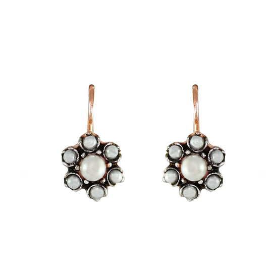 Italian Small Pearl Flower Earrings