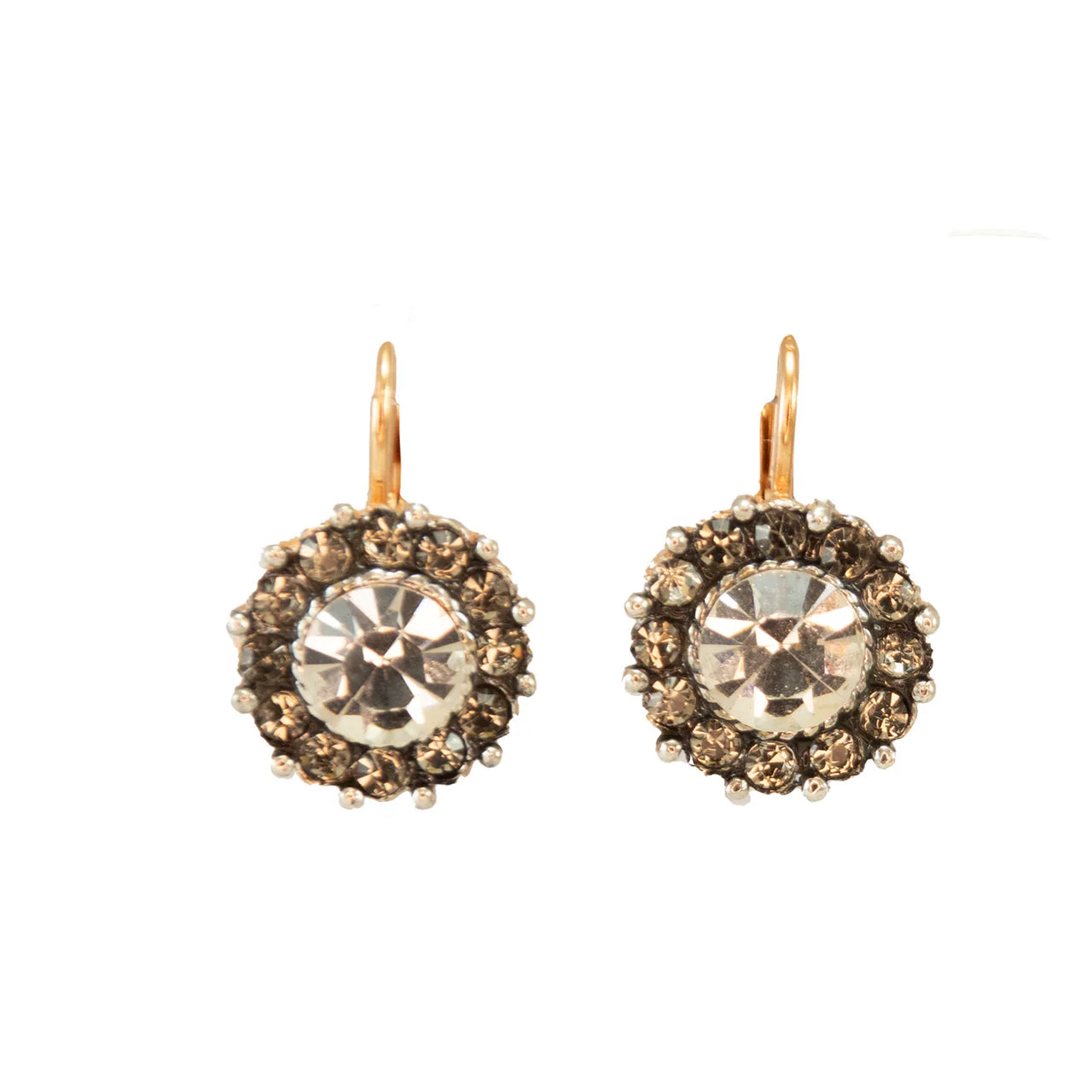Italian Small Round Earrings With Large Crystal Centre