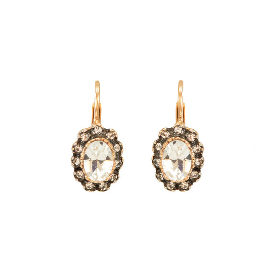 Italian Small Oval Earrings With Large Bright Crystal Centre