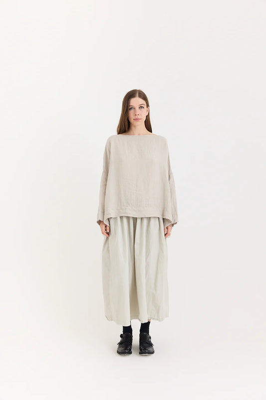 Metta Sailor Boxy Top - Light Linen - Concrete
