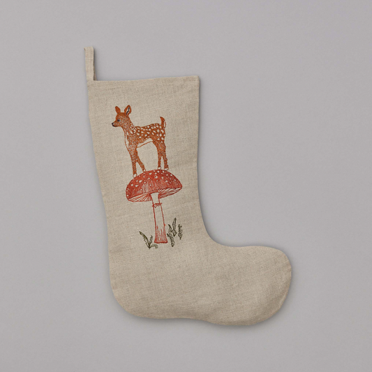 Coral & Tusk Deer with Mushroom Small Stocking