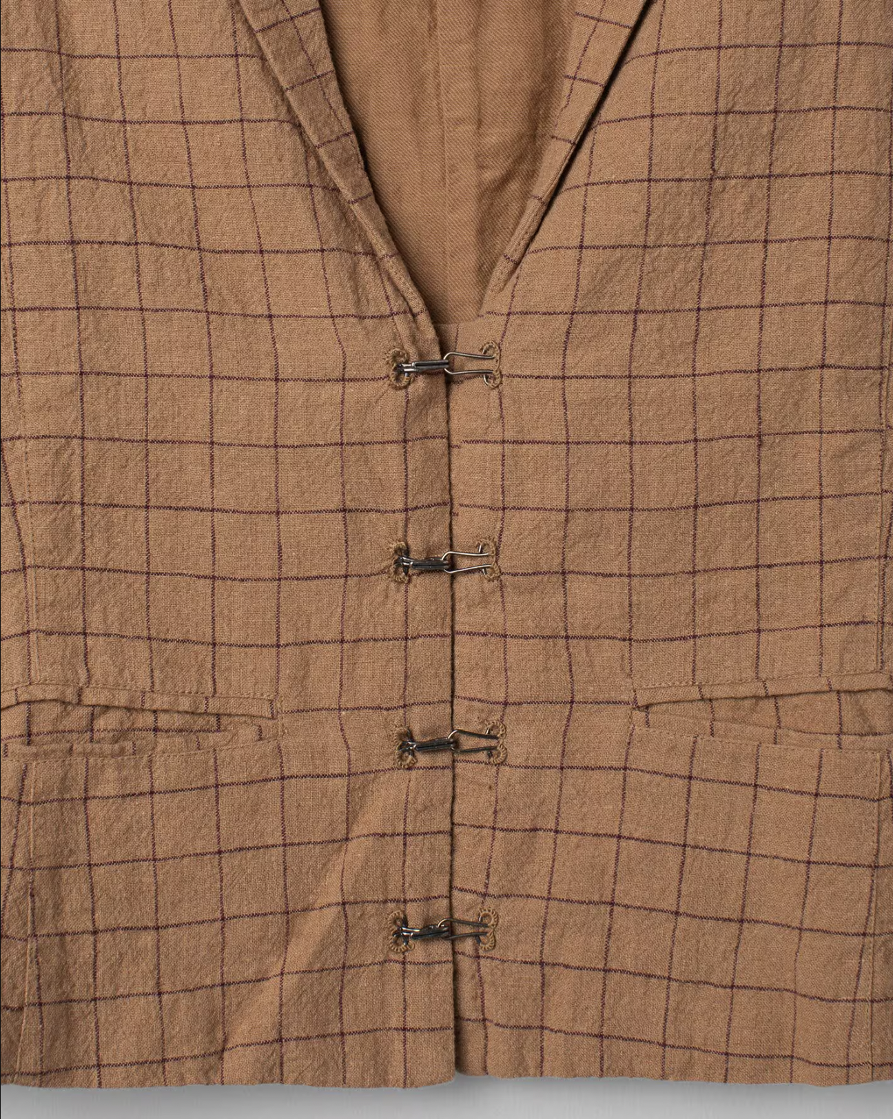 Ewa i Walla 'Rigmor' Checked Linen Vest In Cinnamon