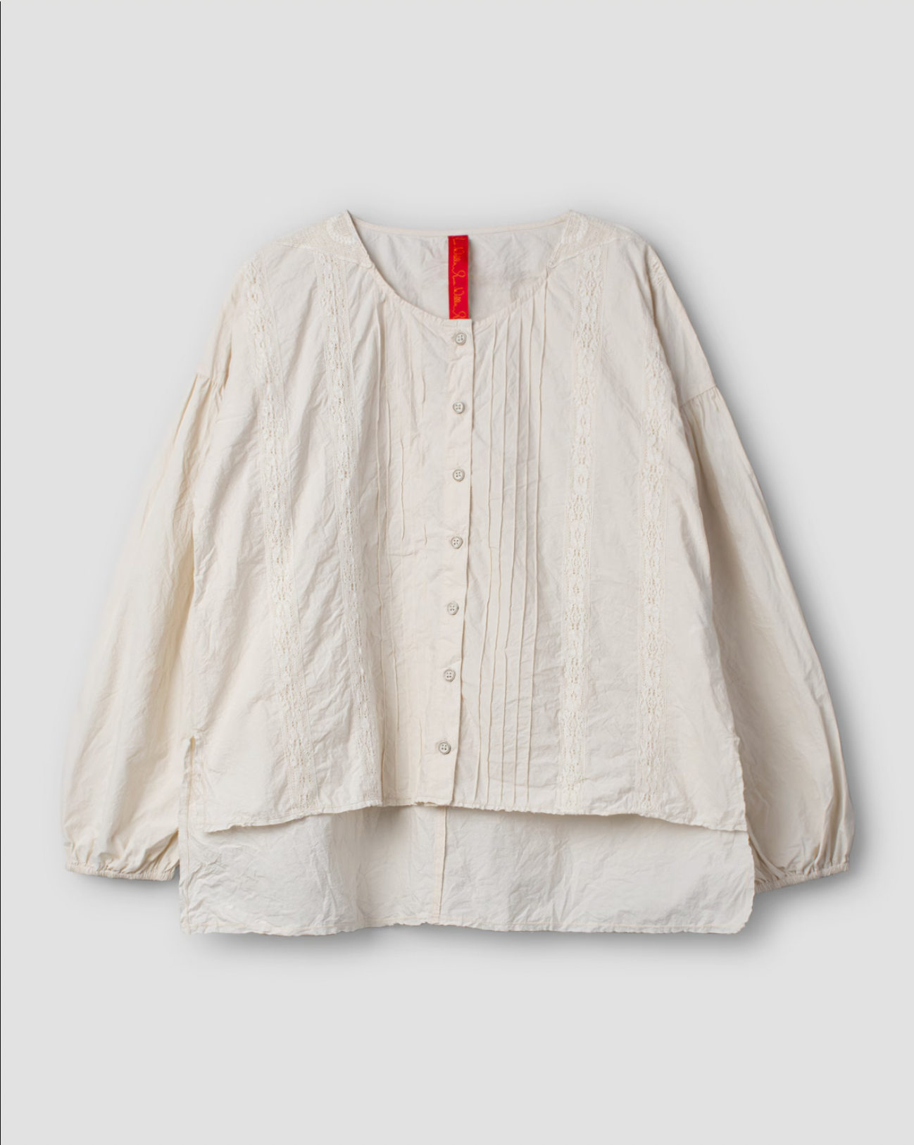Ewa i Walla 'Odette' Cotton Blouse With Gathered Sleeve In Bone