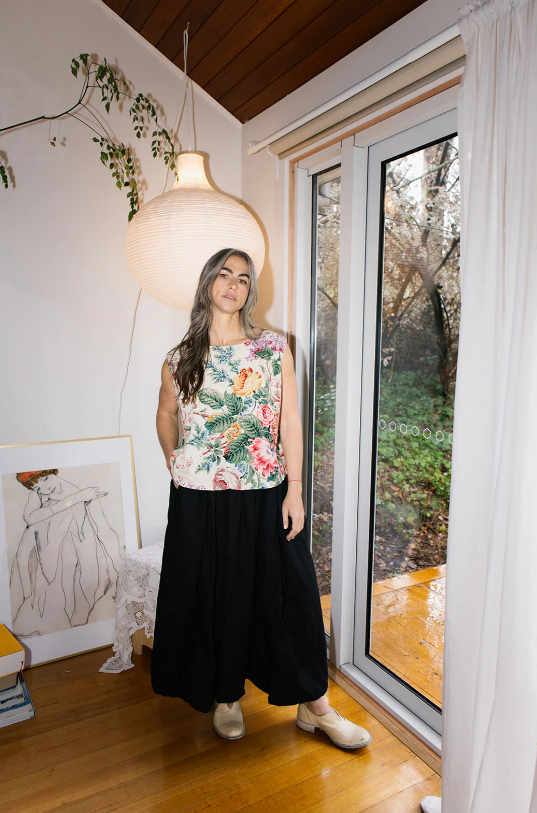 Metta Anna Top - Cotton Poplin - Bouquet Print