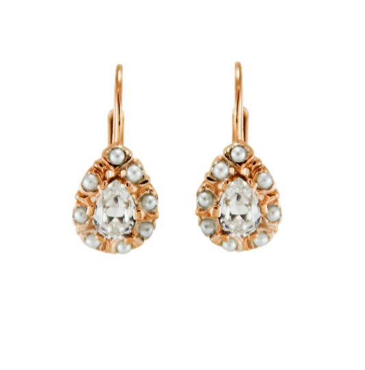 Italian Crystal & Pearl Teardrop Earrings