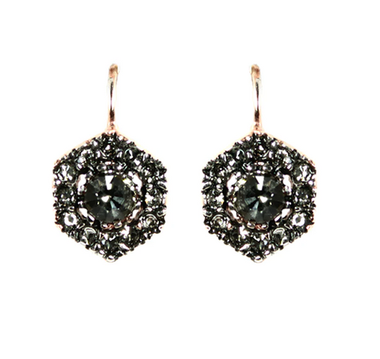 Italian Crystal Hexagon Drop Earrings