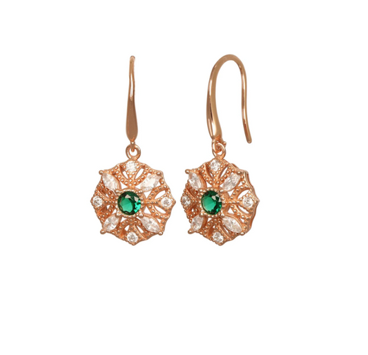Italian Green Octogon Drop Earring