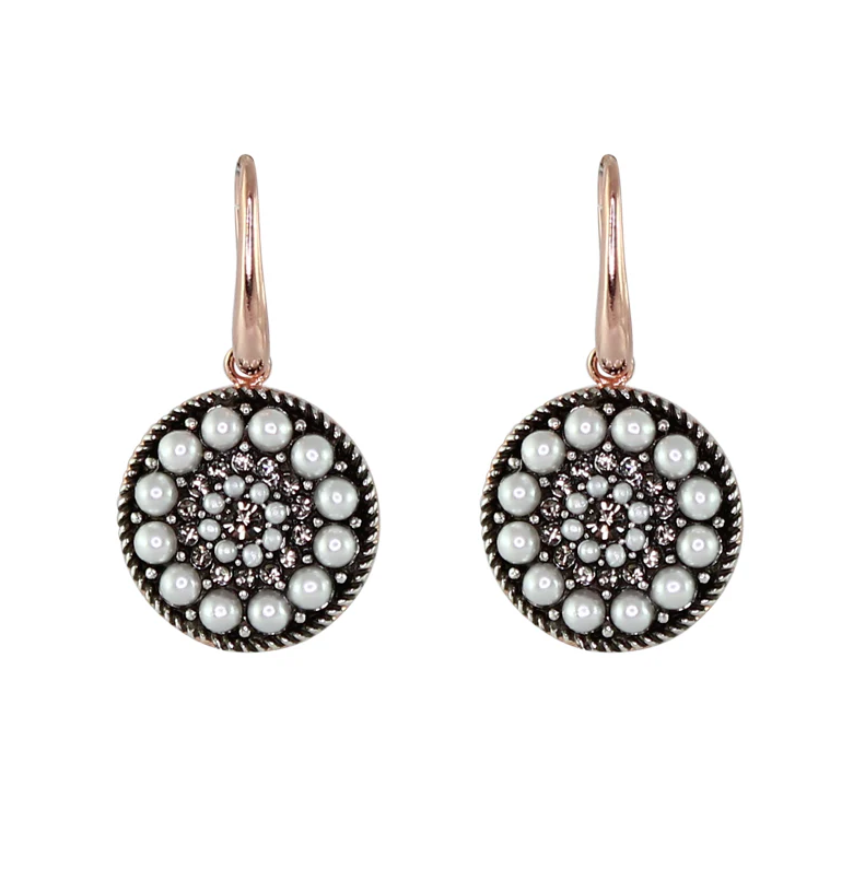 Italian Pearl & Crystal Round Earrings